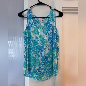 Lilly Pulitzer Dahlia Resort White In A Pinch Silk Tank Top Size S